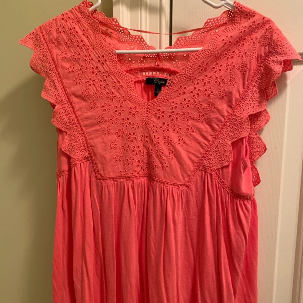 Hot pink babydoll embroidered shirt